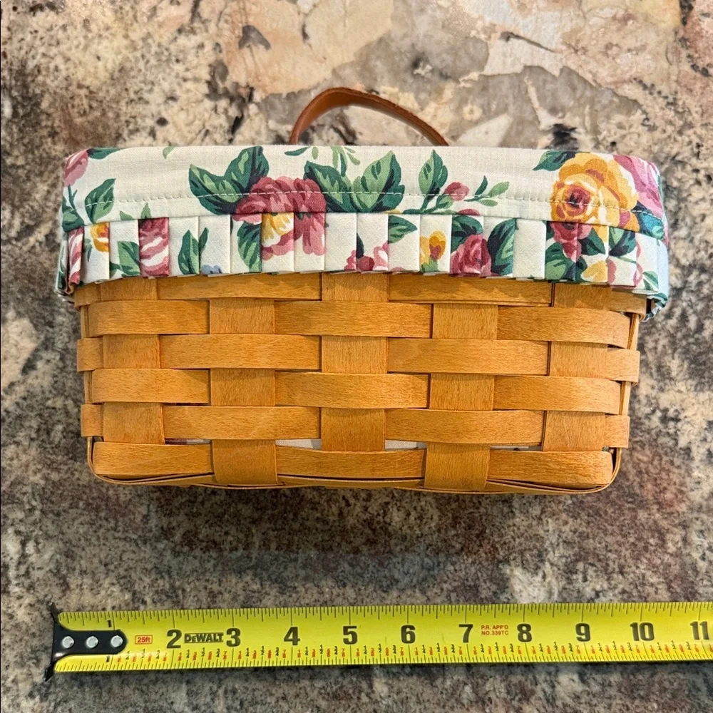 Longaberger Floral Lined Honey Oak Woven Basket